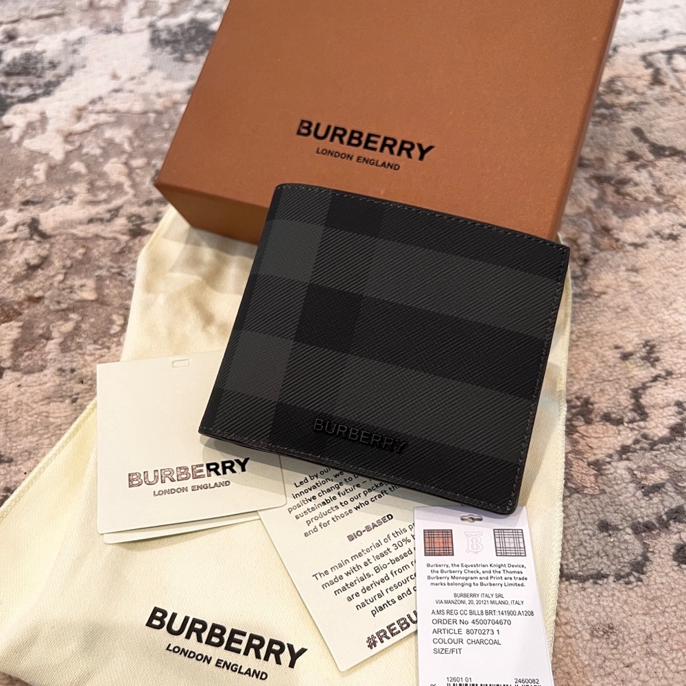 Burberry Classic Gray Check Bifold Wallet